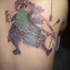 Tatuaje en la espalda,
samurái con arco y flechas