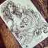 Detailed grey-ink mermaid with long wavy hair tattoo design