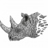 Difficult dotwork and geometric style rhino head tattoo design