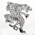 Dire black-and-white crawling leopard tattoo design