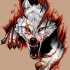 Dire blooded white wolf tearing brown background tattoo design