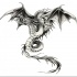 Dire grey-ink flying dragon tattoo design