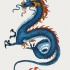 Dissatistied blue scaled dragon with fire mane tattoo design
