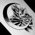 Dotwork bat with rose and half moon tattoo design