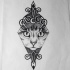 Dotwork cat in curled rhombus tattoo design