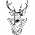 Dotwork deer with treangle on neck tattoo design