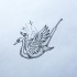Dotwork flying swan couple with strange tails tattoo design