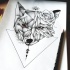 Dotwork geometric fox tattoo design by Milan1920