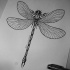 Dotwork long-body dragonfly tattoo design