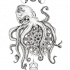 Dotwork octopus with mandala and moon phases tattoo design