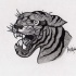Dotwork old school crying tiger tattoo design