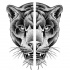 Dotwork panther head devided apart tattoo design