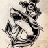 Dotwork shark protecting his anchor tattoo design