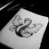 Dotwork swan with butterfly wings tattoo design