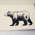 Dotwork walking bear with forest view tattoo design