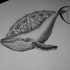 Dotwork whale on mandala background tattoo design
