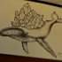 Dotwork whale with crystals on back tattoo design