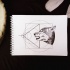 Dotwork wolf with geometric drawings tattoo design