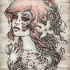 Dotwork zombie mermaid portrait tattoo design