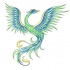 Elegant freedom blue-and-green phoenix tattoo design