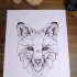 Elegant geometric fox muzzle tattoo design