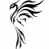 Elegant girly black-ink phoenix bird in profile tattoo design