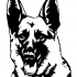 Evil black-and-white german shepherd portrait tattoo design