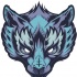 Evil blue-color wolf muzzle emblem tattoo design