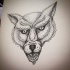 Evil cartoon white wolf muzzle tattoo design