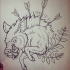 Evil outline boar pig killed with arrows tattoo design