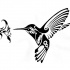 Excellent black tribal hummingbird sniffing hibiscus flower tattoo design