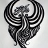 Exiting black-ink phoenix bird logo tattoo design