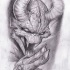 Saindo de tatuagem de demônio cinza-tinta por Omegaman