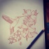 Exiting hummingbird with flowers tattoo design