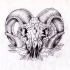 Exiting muerte ram skull on leaves background tattoo design