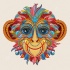 Exiting multicolor chimpanzee face tattoo design