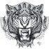 Fabulous grey-ink rich decorated jaguar face tattoo design