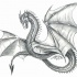 Fabulous grey-ink spread-wing flying dragon tattoo design