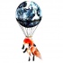 Fairy fox flying by huge space balloon tattoo design