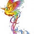 Fairy multicolor flying phoenix tattoo design