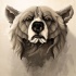 Fantastic animated brown bear portrait tattoo design
