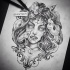 Fantastic black-and-white blind-eyed medusa gorgona tattoo design