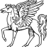 Fantástico pegasus de linhas pretas com desenho de tatuagem de asas de anjo