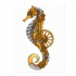 Fantastic steampunk seahorse in orange coloring tattoo design