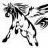Design de tatuagem de pegasus rápido tribal preto executando por Wolf Hound56200