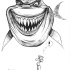 Fat black-and-white hunting shark tattoo design