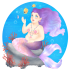 Fat purple mermaid resting on sea bottom by Londonsan