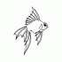 Fearful black-eyed gold fish tattoo design