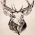 Fine black-and-white deer portrait tattoo design