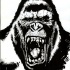 Fine black-and-white gnarling gorilla tattoo design